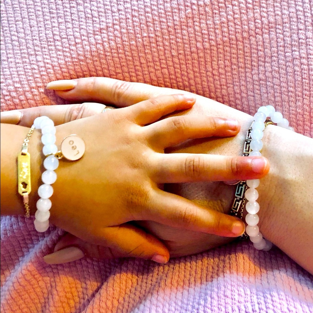 Mommy and me white jade bracelet matching zodiac